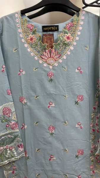 Pakistani Original Hayat Stitched Cotton Co-ords 2 Pcs _ Sky Blue 